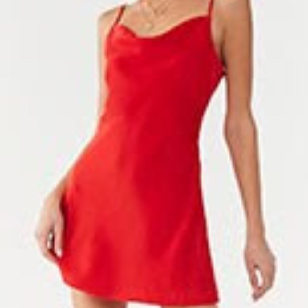 Red Satin Cami Mini Dress